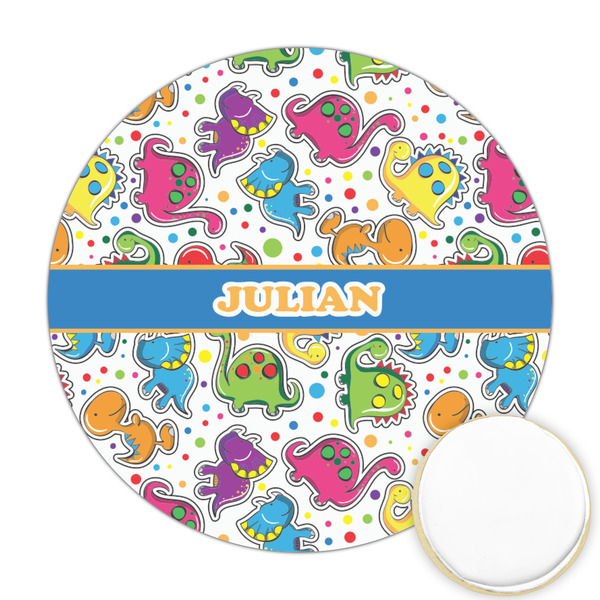 Custom Dinosaur Print Printed Cookie Topper - Round (Personalized)