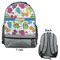 Dinosaur Print Large Backpack - Gray - Front & Back View