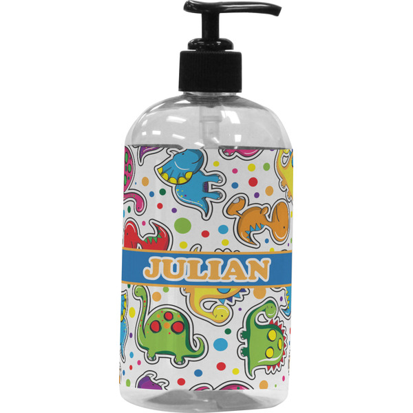 Custom Dinosaur Print Plastic Soap / Lotion Dispenser (16 oz - Large - Black) (Personalized)