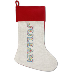 Dinosaur Print Red Linen Stocking (Personalized)