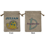 Dinosaur Print Medium Burlap Gift Bag - Front & Back (Personalized)