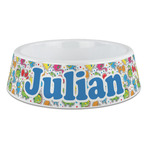 Dinosaur Print Plastic Dog Bowl - Large (Personalized)