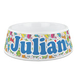 Dinosaur Print Plastic Dog Bowl - Medium (Personalized)