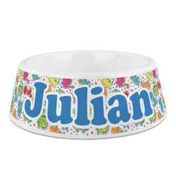 Dinosaur Print Plastic Dog Bowl (Personalized)