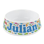 Dinosaur Print Plastic Dog Bowl - Small (Personalized)