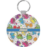 Dinosaur Print Round Plastic Keychain (Personalized)