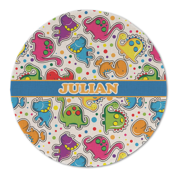 Custom Dinosaur Print Round Linen Placemat (Personalized)