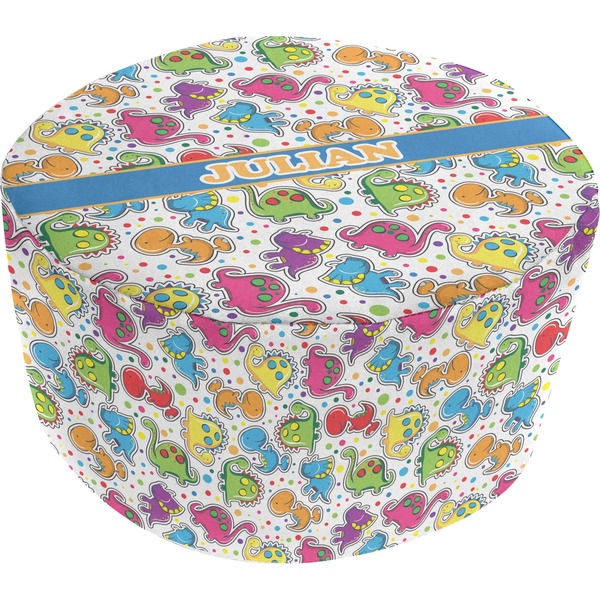 Custom Dinosaur Print Round Pouf Ottoman (Personalized)