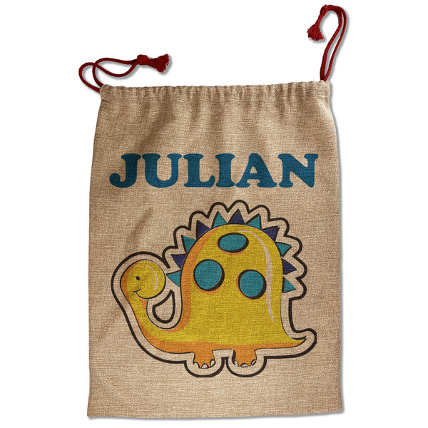 Custom Dinosaur Print Santa Sack - Front (Personalized)