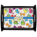 Dinosaur Print Black Wooden Tray - Large (Personalized)