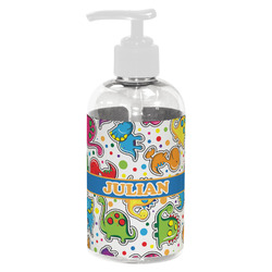 Dinosaur Print Plastic Soap / Lotion Dispenser (8 oz - Small - White) (Personalized)