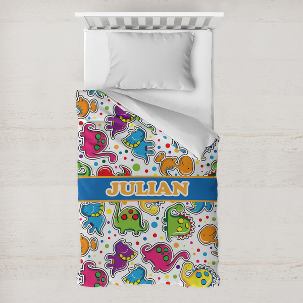 Custom Dinosaur Print Toddler Duvet Cover w/ Name or Text