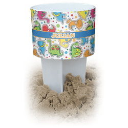 Dinosaur Print White Beach Spiker Drink Holder (Personalized)