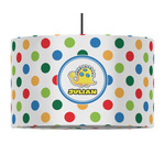 Dots & Dinosaur 12" Drum Pendant Lamp - Fabric (Personalized)