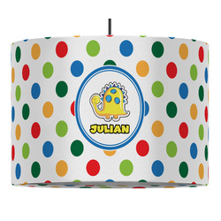 Dots & Dinosaur 16" Drum Pendant Lamp - Fabric (Personalized)