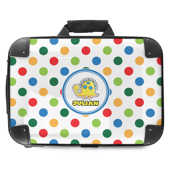 Custom Dots & Dinosaur Hard Shell Briefcase - 18" (Personalized)