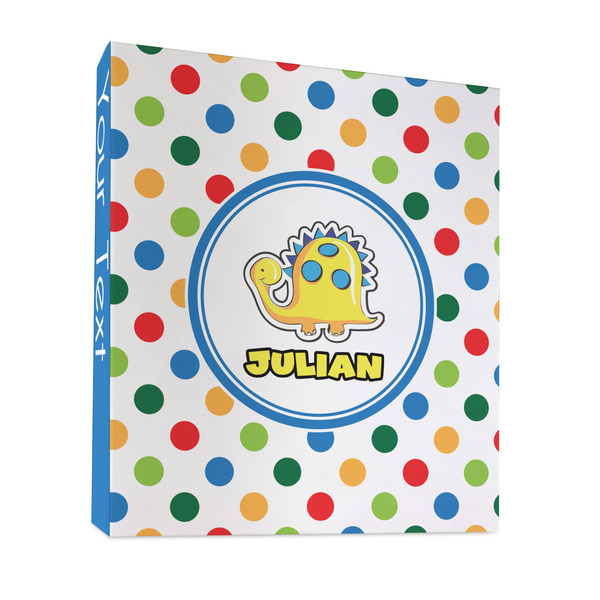 Custom Dots & Dinosaur 3 Ring Binder - Full Wrap - 1" (Personalized)