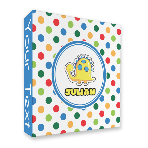 Custom Dots & Dinosaur 3 Ring Binder - Full Wrap - 2" (Personalized)