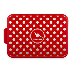 Dots & Dinosaur Aluminum Baking Pan with Red Lid (Personalized)