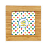 Dots & Dinosaur Bamboo Trivet with Ceramic Tile Insert (Personalized)