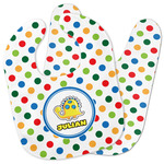 Dots & Dinosaur Baby Bib w/ Name or Text