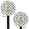 Dots & Dinosaur Black Plastic 5.5" Stir Stick - Double Sided - Round - Front & Back