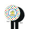 Dots & Dinosaur Black Plastic 7" Stir Stick - Single Sided - Round - Front & Back