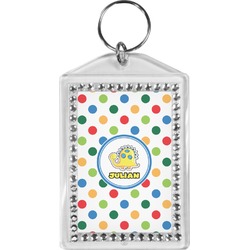 Dots & Dinosaur Bling Keychain (Personalized)