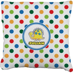 Dots & Dinosaur Faux-Linen Throw Pillow 26" (Personalized)