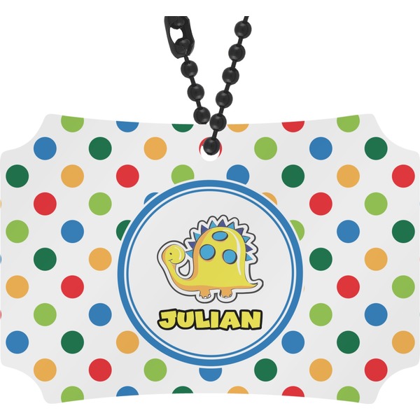 Custom Dots & Dinosaur Rear View Mirror Ornament (Personalized)