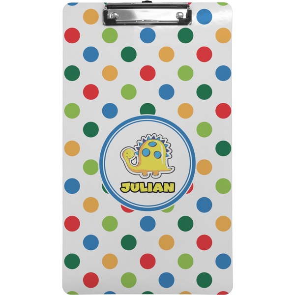 Custom Dots & Dinosaur Clipboard (Legal Size) (Personalized)