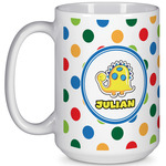 Dots & Dinosaur 15 Oz Coffee Mug - White (Personalized)