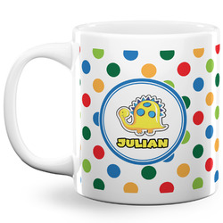 Dots & Dinosaur 20 Oz Coffee Mug - White (Personalized)