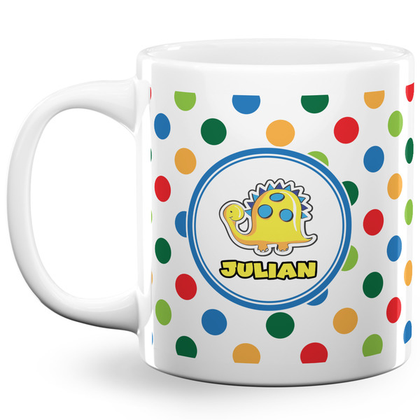 Custom Dots & Dinosaur 20 Oz Coffee Mug - White (Personalized)