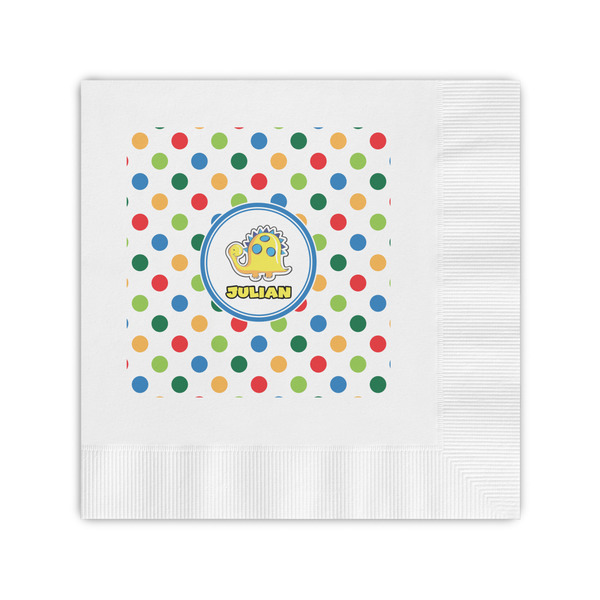 Custom Dots & Dinosaur Coined Cocktail Napkins (Personalized)