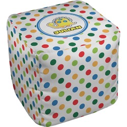 Dots & Dinosaur Cube Pouf Ottoman - 18" (Personalized)