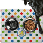 Dots & Dinosaur Dog Food Mat - Large w/ Name or Text