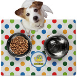 Dots & Dinosaur Dog Food Mat - Medium w/ Name or Text