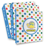 Dots & Dinosaur 3 Ring Binder - Full Wrap (Personalized)