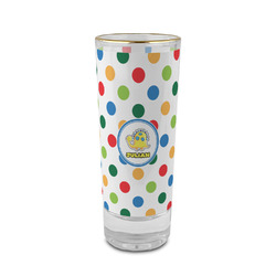 Dots & Dinosaur 2 oz Shot Glass -  Glass with Gold Rim - Single (Personalized)