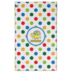 Dots & Dinosaur Golf Towel - Poly-Cotton Blend - Large w/ Name or Text