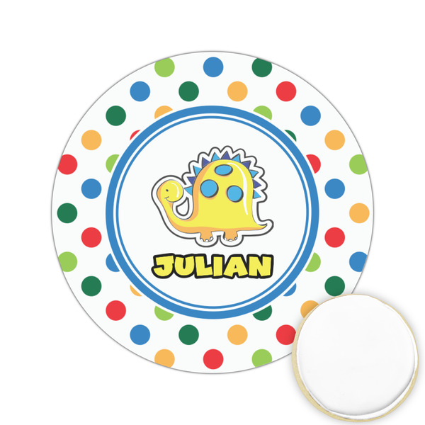 Custom Dots & Dinosaur Printed Cookie Topper - 2.15" (Personalized)