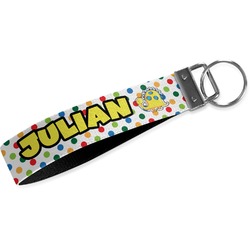 Dots & Dinosaur Webbing Keychain Fob - Large (Personalized)