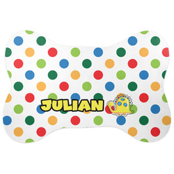 Dots & Dinosaur Bone Shaped Dog Food Mat (Large) (Personalized)