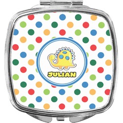 Dots & Dinosaur Compact Makeup Mirror (Personalized)