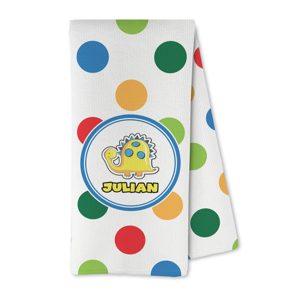 Custom Dots & Dinosaur Kitchen Towel - Microfiber (Personalized)