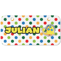Dots & Dinosaur Mini/Bicycle License Plate (2 Holes) (Personalized)
