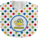 Dots & Dinosaur Velour Baby Bib w/ Name or Text