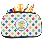 Dots & Dinosaur Neoprene Pencil Case - Medium w/ Name or Text