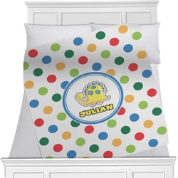 Dots & Dinosaur Minky Blanket - Toddler / Throw - 60"x50" - Double Sided (Personalized)